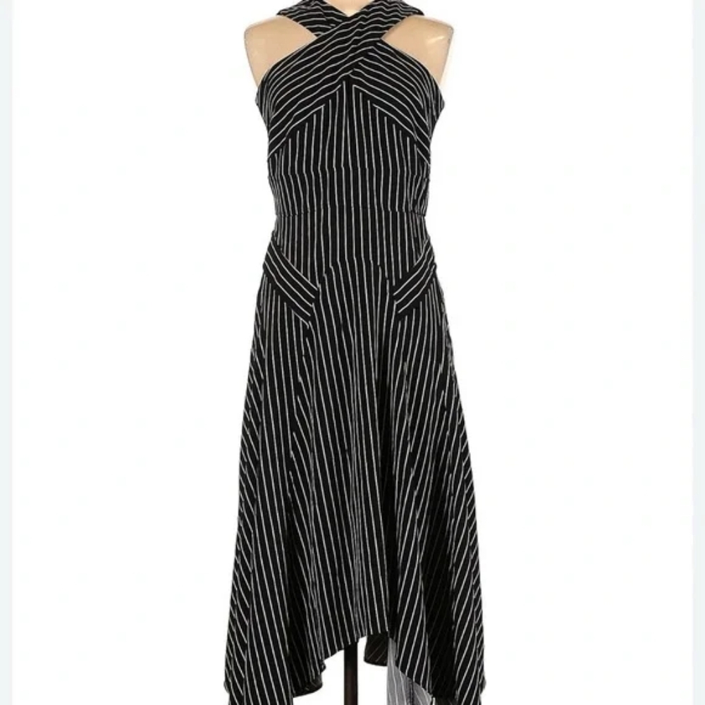 New York & Company Black and White Asymmetrical Dress